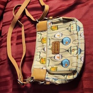 Fossil Canvas Birdcage Print Crossbody